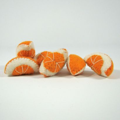 Fruits en laine feutrée - 6 quartiers d'orange - Papoose Toys  - 1