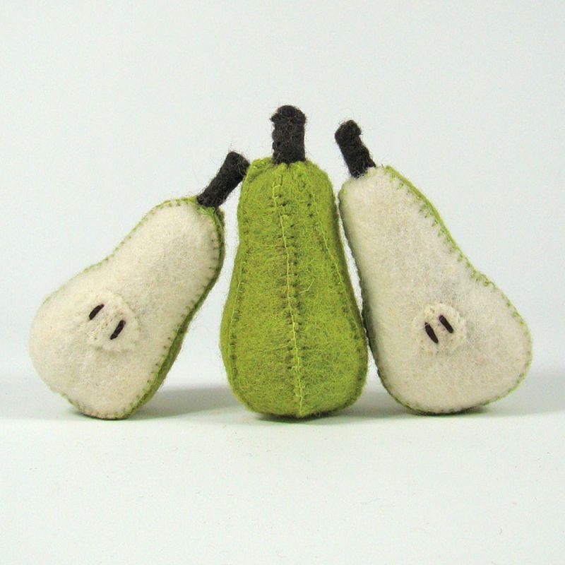 Fruits en laine feutrée - 3 poires - Papoose Toys  - 1