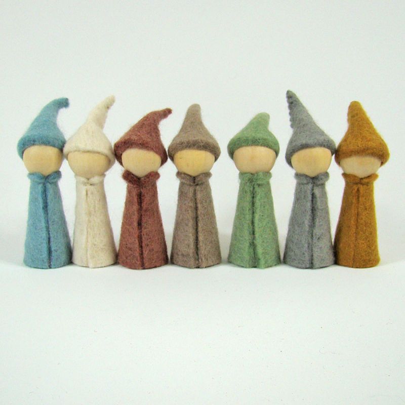 7 gnomes earth en feutre de laine - Papoose Toys  - 1